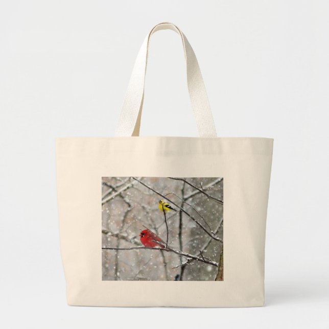 Grand Tote Bag Goldfinch Et Cardinal (Devant)