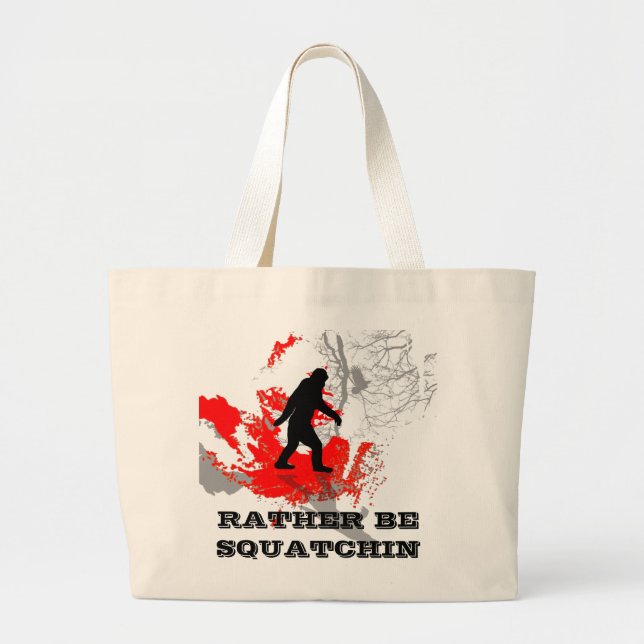 Grand Tote Bag Gone Squatchin, noir bigfoot (Devant)