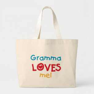 Grand Tote Bag Gramma aime mes t-shirts et cadeaux