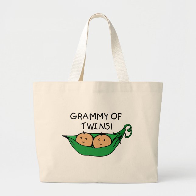 Grand Tote Bag Grammy de cosse de jumeaux (Devant)
