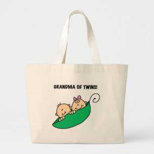 Grand Tote Bag Grand-mère de Twins Peas dans un Pod Tshirts et ca