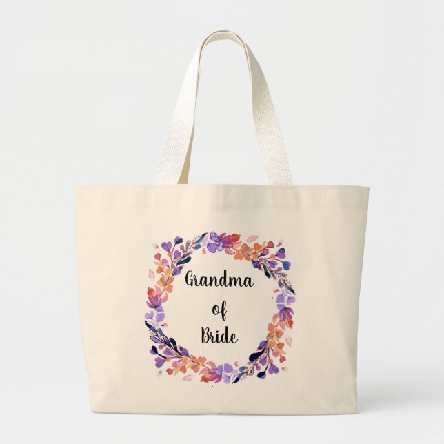 Grand Tote Bag Grand-mère florale de la mariée (Devant)