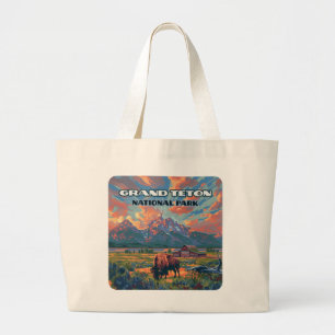 Grand Tote Bag Grand Teton National Park Mountains Bison Wyoming