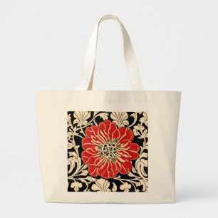 Grand Tote Bag Grande Fleur Rouge Art Nouveau