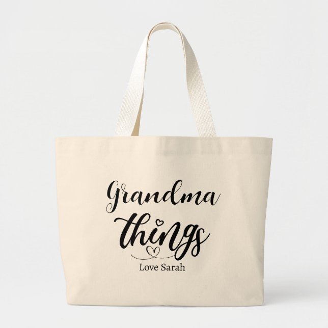 Grand Tote Bag Grandma Thèmes Cadeau personnalisé de petits-enfan (Devant)