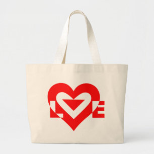 Grand Tote Bag Graphique d'amour cool, Rouge