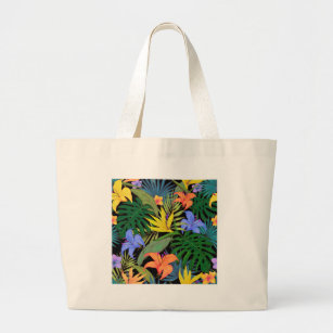 Grand Tote Bag Graphique de fleur d'Aloha de Hawaii tropical