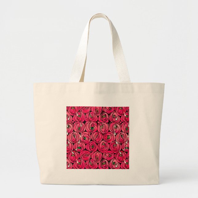 Grand Tote Bag Graphique rose Art Nouveau Rennie Macintosh (Devant)