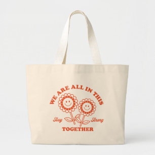 Grand Tote Bag Graphisme Fleur Joyeux Retro
