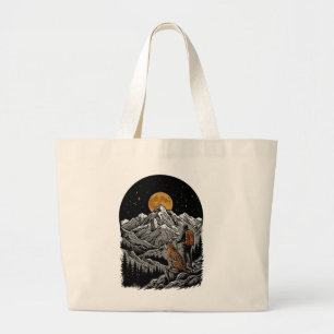 Grand Tote Bag Gravure vintage de la montagne du tigre et du rand