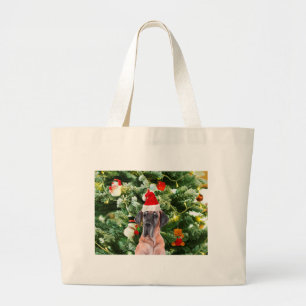 Grand Tote Bag Great Dane w Christmas Tree Cadeaux Boîtes de Noël