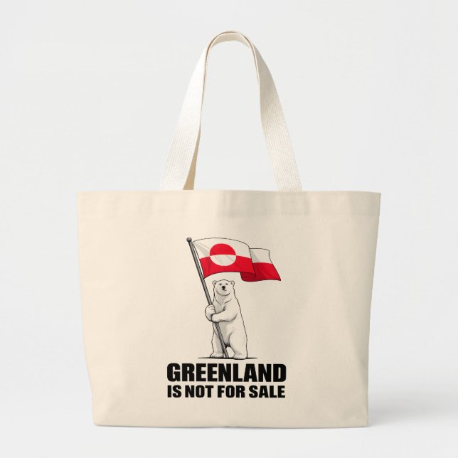 Grand Tote Bag Greenland Is Not for Sale Polar Bear With Flag (Devant)