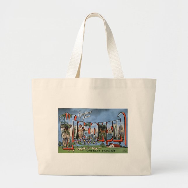 Grand Tote Bag Greetings From Wisconsin (Devant)