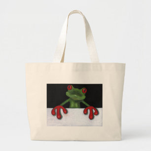 GRAND TOTE BAG GRENOUILLE D'ARBRE TENANT LE SIGNE : VOUS
