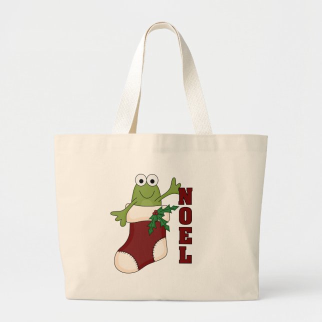 Grand Tote Bag Grenouille Noel Tshirts et cadeaux de vacances (Devant)