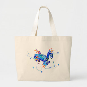 GRAND TOTE BAG GRENOUILLES D'ARBRE BLEUES FOLLES
