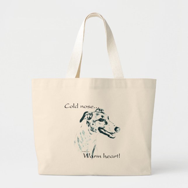 Grand Tote Bag Greyhound Froid Nez Coeur Chaud (Devant)