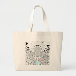 Grand Tote Bag Gris Kaleidoscope Art