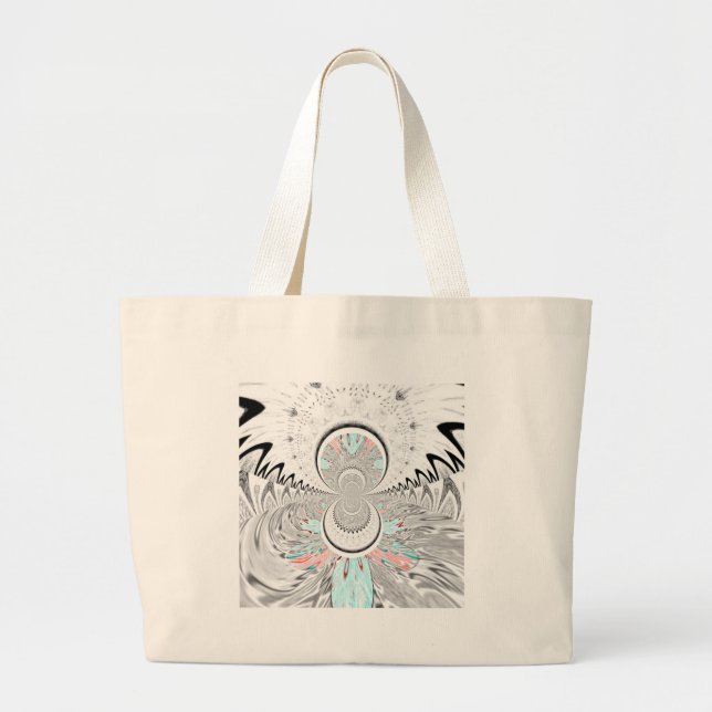 Grand Tote Bag Gris Kaleidoscope Art (Devant)
