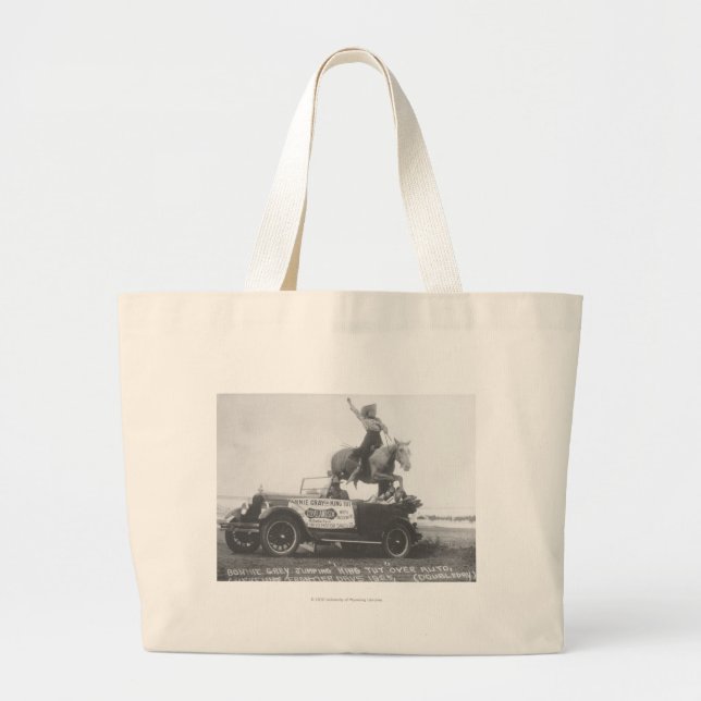 Grand Tote Bag Gris mignon sautant son cheval (Devant)