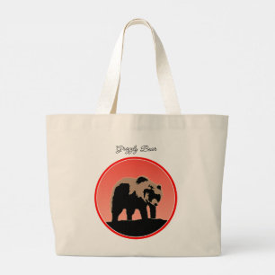 Grand Tote Bag Grizzly Bear au coucher du soleil - Art original d