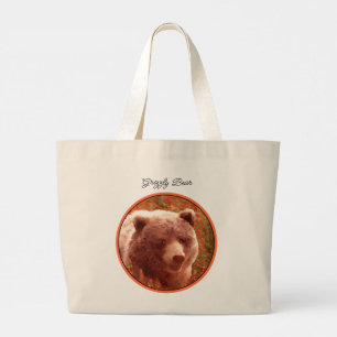 Grand Tote Bag Grizzly Bear Cub dans Fireweed Peinture Art de la