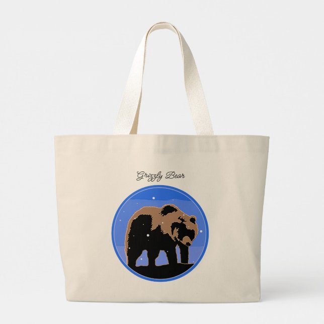 Grand Tote Bag Grizzly Bear en hiver - Art original de la faune (Dos)