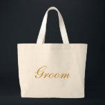 Grand Tote Bag Groom Gold<br><div class="desc">Ce nom personnalisé monogramme mignon sac fourre-tout vintage est la meilleure idée cadeau pour marié et homme de chambre à mariages.</div>