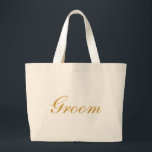 Grand Tote Bag Groom Gold<br><div class="desc">Ce nom personnalisé monogramme mignon sac fourre-tout vintage est la meilleure idée cadeau pour marié et homme de chambre à mariages.</div>