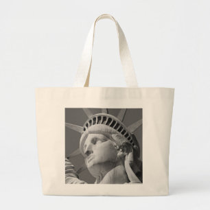 Grand Tote Bag Gros plan noir et blanc Statue de la Liberté