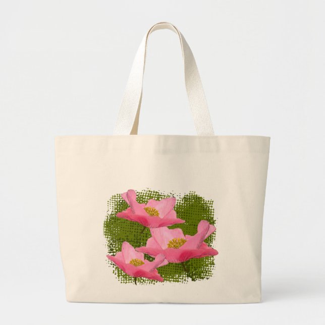 Grand Tote Bag Gros plan sur trois croustilles roses flottantes (Devant)
