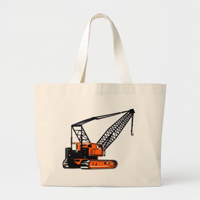 Grand Tote Bag Grue de construction orange (Devant)