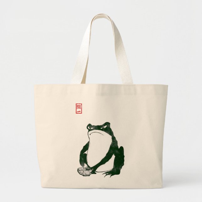 Grand Tote Bag Grumpy Grenouille japonaise crapaud 19ème siècle (Devant)