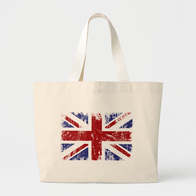 Grand Tote Bag Grunge britannique de punk de drapeau (Devant)