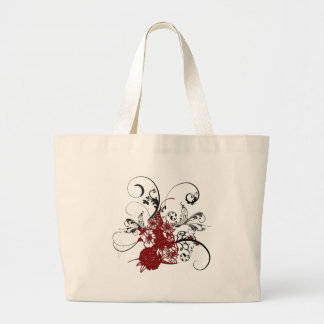 Grand Tote Bag Grunge florale rouge de KRW