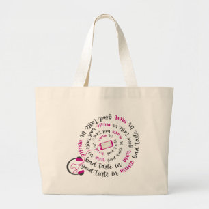 Grand Tote Bag Guillemet de fille Bon goût en musique mauvais goû