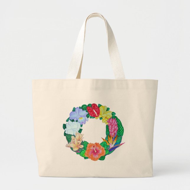 Grand Tote Bag Guirlande tropicale (Devant)