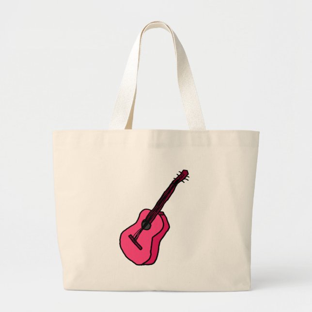 Grand Tote Bag Guitare dans roses vifs (Devant)