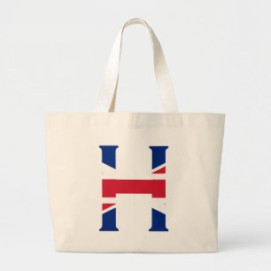Grand Tote Bag H Monogramme superposé sur le signal Union Jack Fl