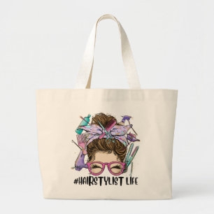 Grand Tote Bag Hairdresser Messy Bun Cosmetologist Hairstylist