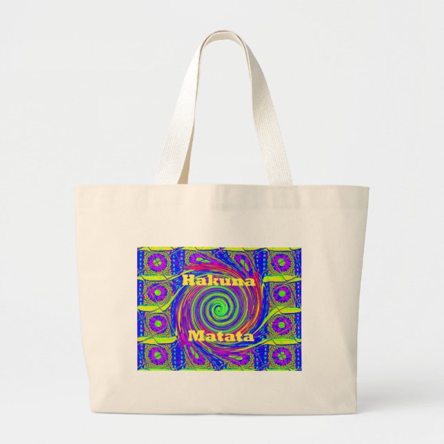 Grand Tote Bag Hakuna Matata cadeau couleurs design.png (Devant)