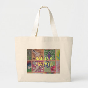 Grand Tote Bag Hakuna Matata jolie oeuvre extraordinaire d'art.pn