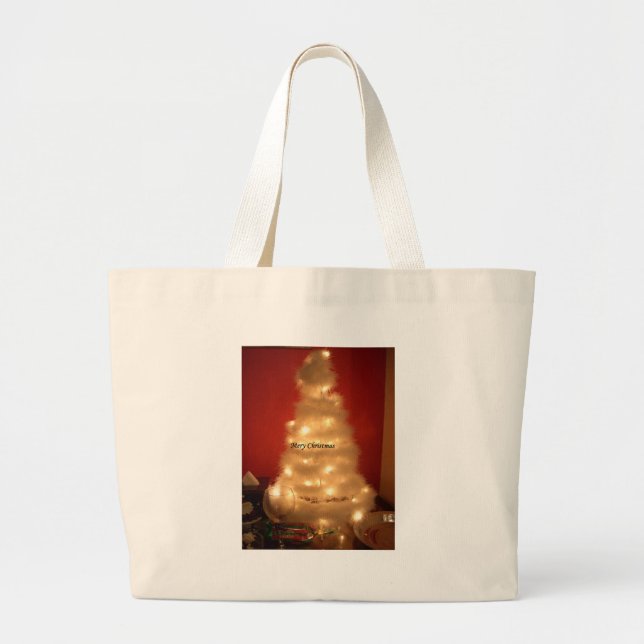 Grand Tote Bag Hakuna Matata Joyeux Noël blanc (Devant)