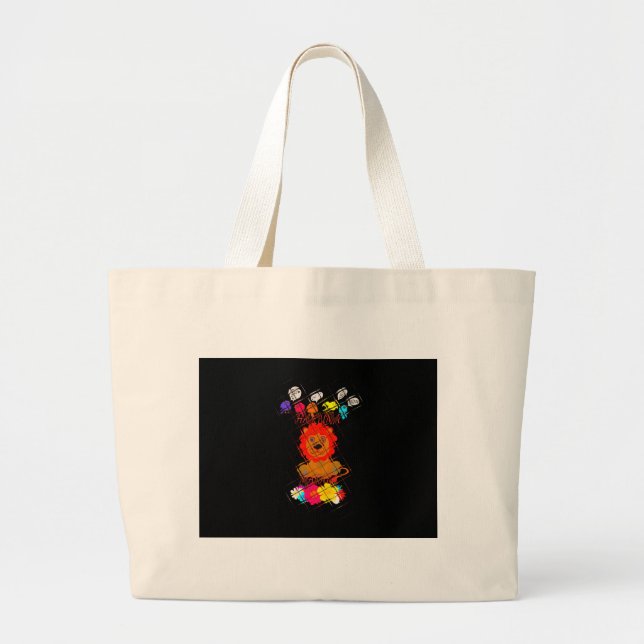 Grand Tote Bag Hakuna Matata mignon petit lion roi (Devant)