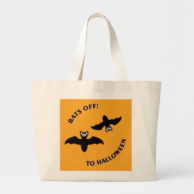 Grand Tote Bag Halloween Bats Orange (Devant)