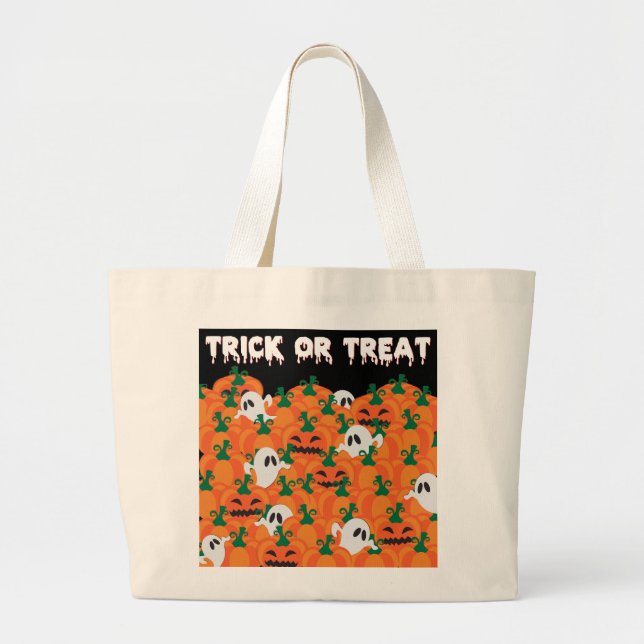 Grand Tote Bag Halloween Ghosts Haunted Pumpkin Patch (Devant)