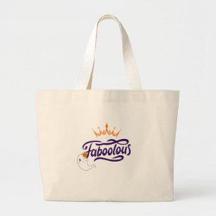 Grand Tote Bag Halloween mignonne, Fabole, Fantôme mignon, Preppy