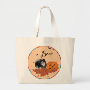 Grand Tote Bag Halloween Poméranie noire