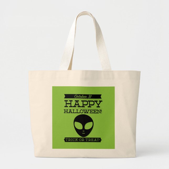 Grand Tote Bag Halloween rétro typographique (Devant)