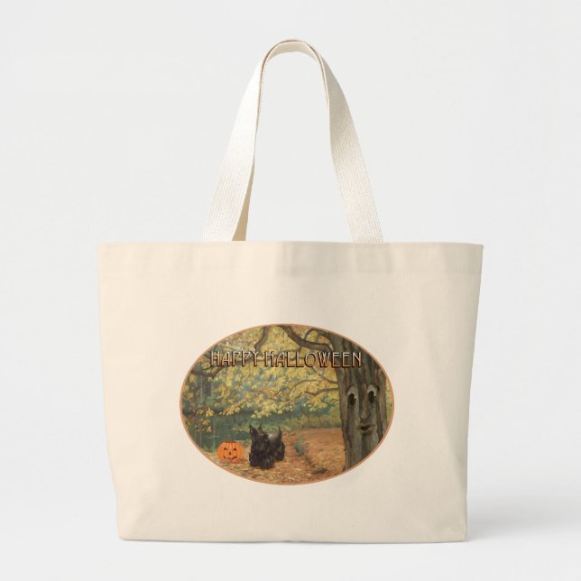Grand Tote Bag Halloween Scottish Terrier (Devant)